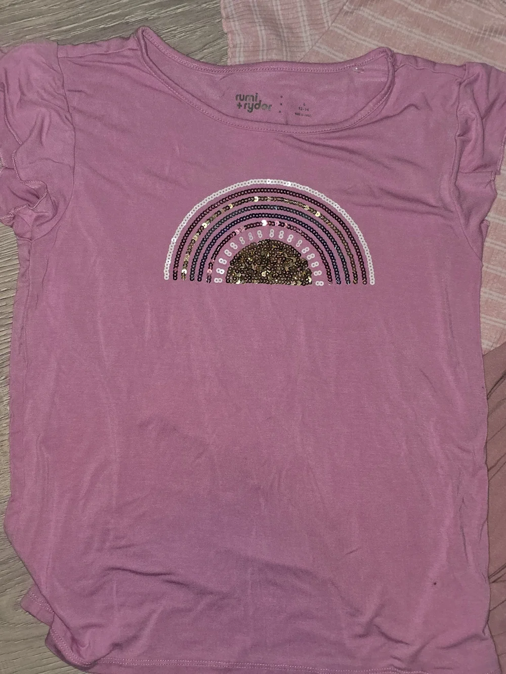 Girls Pink Short Sleeve Tee - Positive Energy & Rainbow Styles